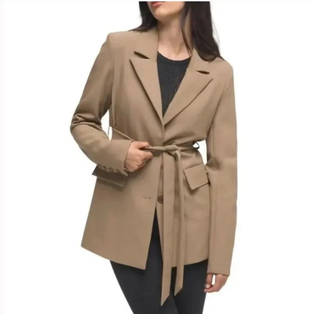Good American Camel Satin Lined Trench Blazer Plus Size 5